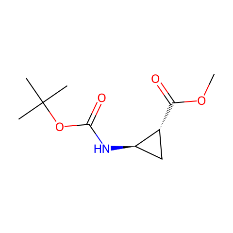 Cyclopropanecarboxylic acid, 2-[[(1,1-dimethylethoxy)carbonyl]amino]-, methyl ester, trans-结构图