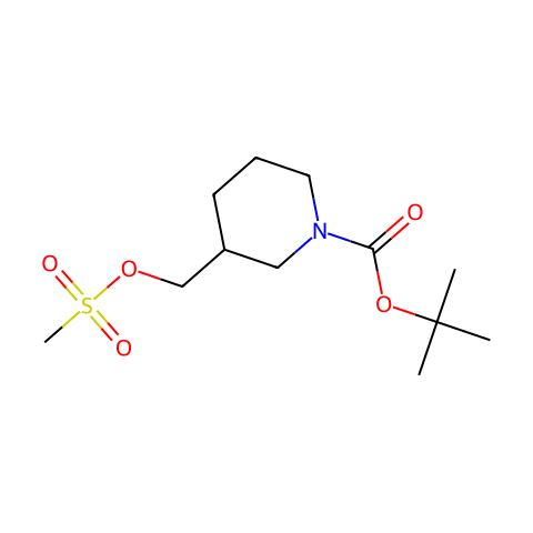 1-Boc-3-甲磺酰氧基甲基-哌啶结构图