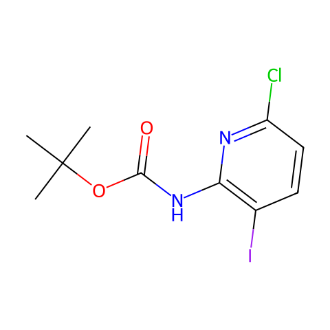 N-BOC-(6-氯-3-碘吡啶-2-基)胺结构图
