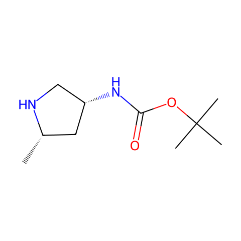 tert-butyl N-[(3R,5S)-5-methylpyrrolidin-3-yl]carbamate结构图