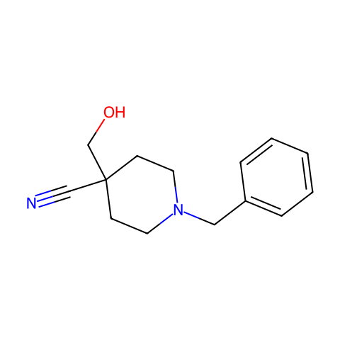 1-benzyl-4-(hydroxymethyl)piperidine-4-carbonitrile结构图