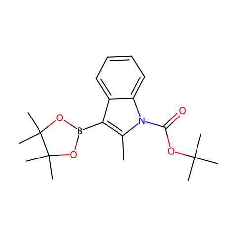 tert-Butyl 2-methyl-3-(4,4,5,5-tetramethyl-1,3,2-dioxaborolan-2-yl)-1H-indole-1-carboxylate结构图
