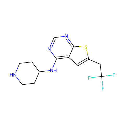 N-(Piperidin-4-Yl)-6-(2,2,2-Trifluoroethyl)Thieno[2,3-D]Pyrimidin-4-Amine结构图