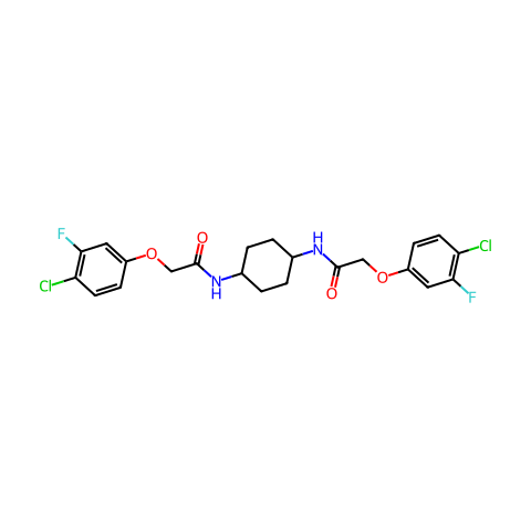 N,N'-(反式-环己烷-1,4-二基)双(2-(4-氯-3-氟苯氧基)乙酰胺)结构图
