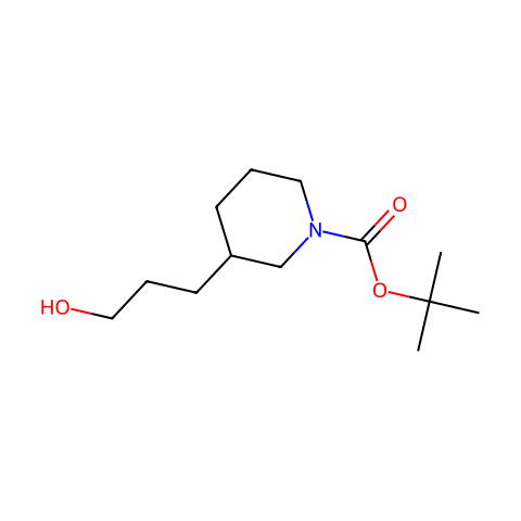 TERT-BUTYL 3-(3-HYDROXYPROPYL)PIPERIDINE-1-CARBOXYLATE结构图