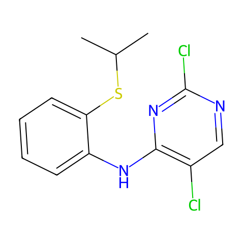 2,5-dichloro-N-(2-(isopropylthio)phenyl)pyrimidin-4-amine结构图