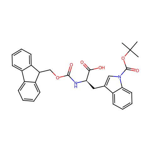 N-alpha-芴甲氧羰基-N-in-叔丁氧羰基-D-色氨酸结构图