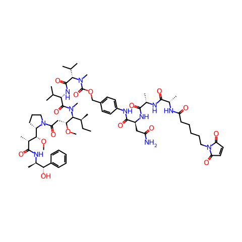 Mc-Alanyl-Alanyl-Asparagine-PAB-MMAE结构图