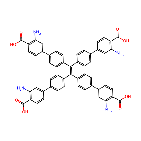 4'，4''，4''，4''，4''-(乙烯-1，1，2，2-四基)四(3-氨基-[1，1'-联苯]-4-羧酸)结构图