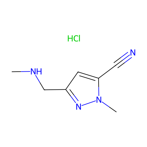 2-methyl-5-(methylaminomethyl)pyrazole-3-carbonitrile hydrochloride结构图