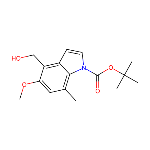 tert-butyl 4-(hydroxymethyl)-5-methoxy-7-methyl-indole-1-carboxylate结构图