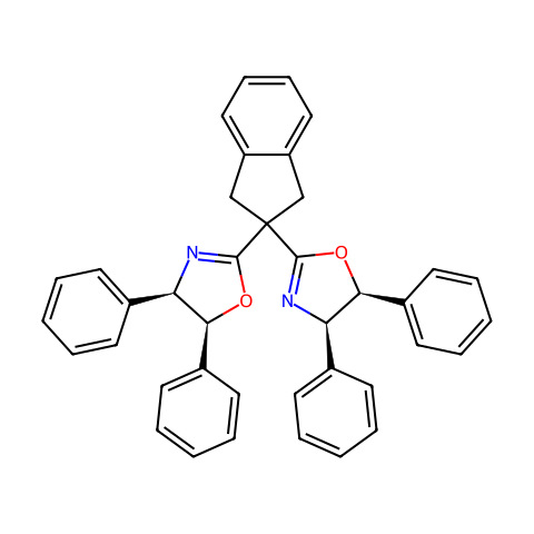 (4R,4'R,5S,5'S)-2,2'-(1,3-二氢-2H-茚满-2-亚烷基)双[4,5-二氢-4,5-二苯基噁唑]结构图