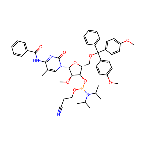 2'-OME-N6-BZ-5-ME-C 亚磷酰胺单体结构图