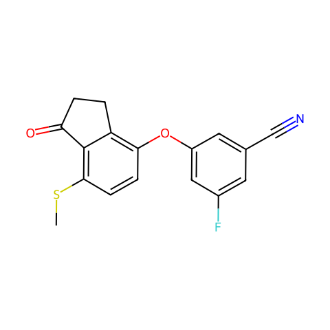 Benzonitrile, 3-[[2,3-dihydro-7-(methylthio)-1-oxo-1H-inden-4-yl]oxy]-5-fluoro-结构图