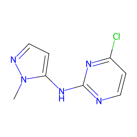 4-chloro-N-(1-methyl-1H-pyrazol-5-yl)pyrimidin-2-amine 分子结构图