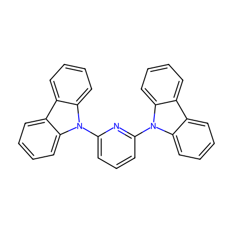 2,6-双(9H-咔唑-9-基)吡啶结构图