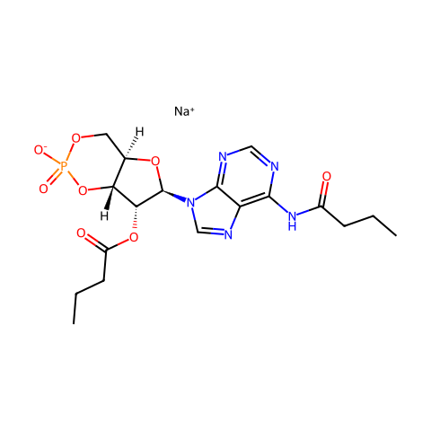 N6,2′-O-二丁酰基腺苷3′,5′-环磷酸 钠盐结构图