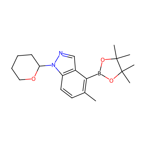 5-methyl-1-(oxan-2-yl)-4-(4,4,5,5-tetramethyl-1,3,2-dioxaborolan-2-yl)-1H-indazole结构图