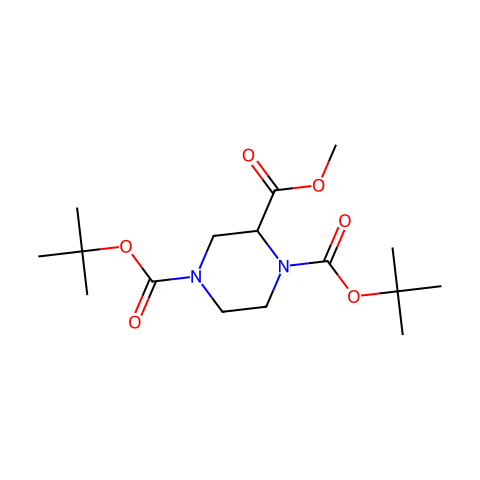 1,4-双(BOC)-2-哌嗪甲酸甲酯结构图