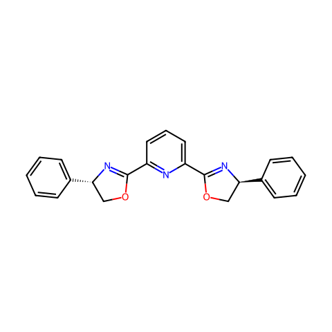 (S,S)-2,6-双(4-苯基-2-噁唑啉-2-基)吡啶结构图