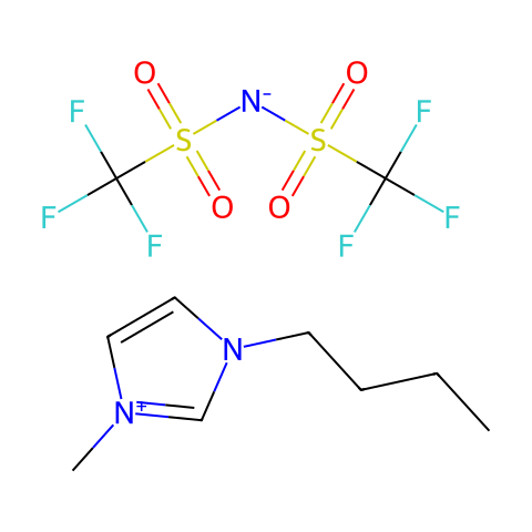 1-丁基-3-甲基咪唑双三氟甲磺酰亚胺盐结构图