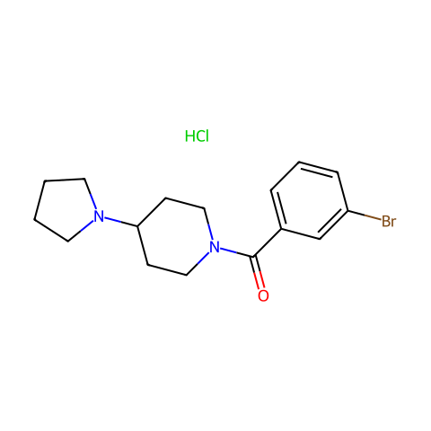 (3-溴苯基)(4-(吡咯烷-1-基)哌啶-1-基)甲酮盐酸盐结构图
