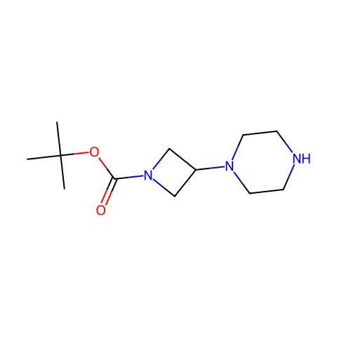 1-叔丁氧羰基-3-(1-哌嗪基)氮杂环丁烷结构图