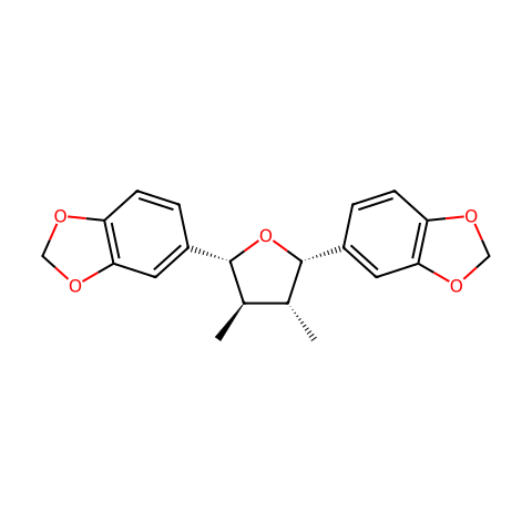 (7S,7'R)-双(3,4-亚甲二氧苯基)-rel-(8R,8'R)-二甲基四氢呋喃结构图