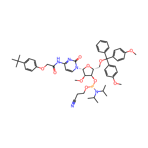 5'-O-DMT-2'-O-Me-rC(N-tac)-3'-CEDPA结构图