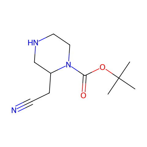 tert-butyl 2-(cyanomethyl)piperazine-1-carboxylate结构图