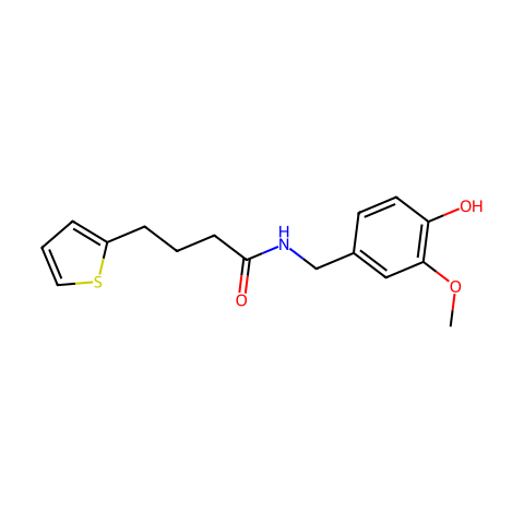N-(4-羟基-3-甲氧基苄基)-4-(噻吩-2-基)丁酰胺结构图