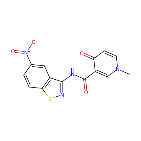 3-Pyridinecarboxamide, 1,4-dihydro-1-methyl-N-(5-nitro-1,2-benzisothiazol-3-yl)-4-oxo-结构图