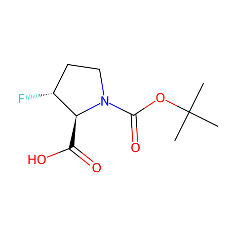 (2S,3R)-1-[(tert-butoxy)carbonyl]-3-fluoropyrrolidine-2-carboxylic acid结构图