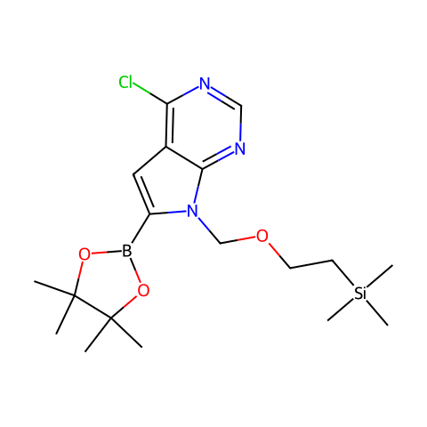 4-氯-7-(2-三甲基硅基乙氧基甲基)-7H-7H-吡咯并[2，3-d]嘧啶-6-硼酸频哪醇酯结构图
