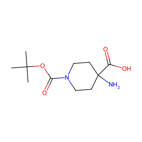 1-Boc-4-氨基哌啶-4-羧酸结构图