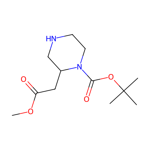 2-(1-Boc-2-哌嗪基)乙酸甲酯结构图