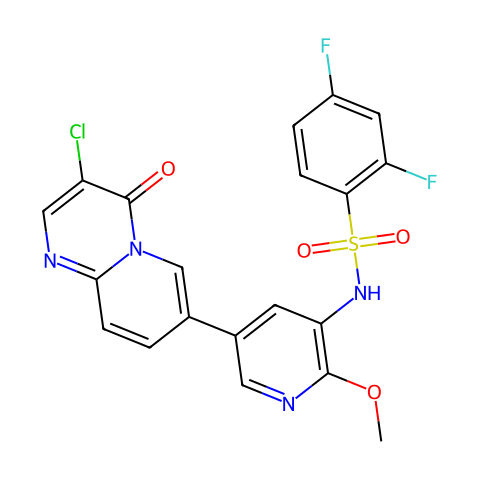 N-(5-(3-氯-4-氧代-4H-吡啶并[1,2-a]嘧啶-7-基)-2-甲氧基吡啶-3-基)-2,4-二氟苯磺酰胺结构图