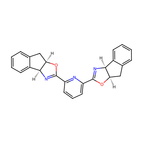 2,6-双[(3aS,8aR)-3a,8a-二氢-8H-茚并[1,2-d]噁唑啉-2-基]吡啶结构图