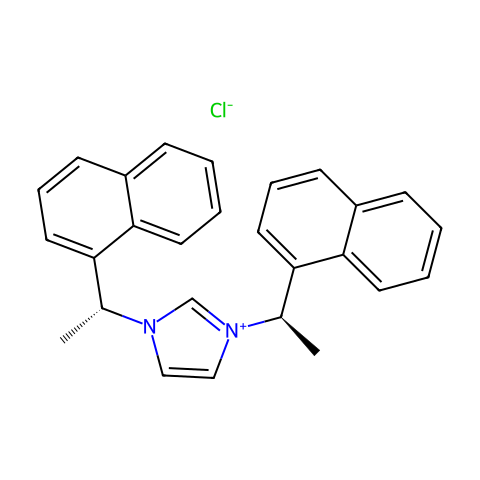 1,3-双((R)-1-(萘-1-基)乙基)-1H-咪唑-3-鎓氯化物结构图
