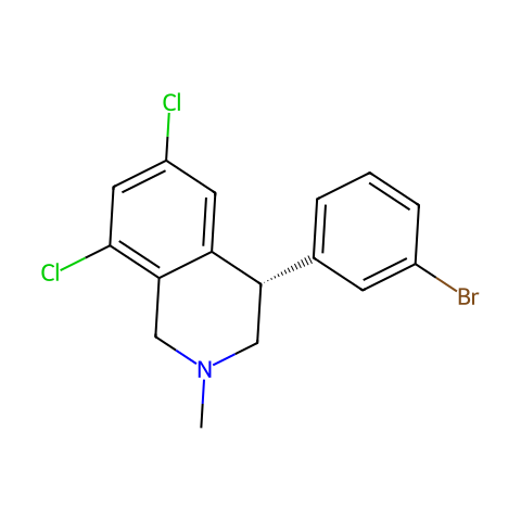 Isoquinoline, 4-(3-bromophenyl)-6,8-dichloro-1,2,3,4-tetrahydro-2-methyl-, (4S)-结构图