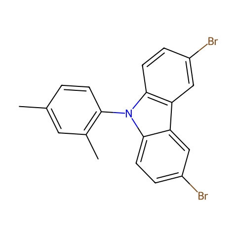 3,6-二溴-9-(2,4-二甲基苯基)-9H-咔唑结构图