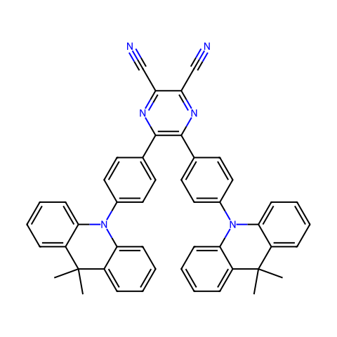 5,6-双[4-(9,9-二甲基-9,10-二氢吖啶)苯基]-2,3-二氰基吡嗪结构图