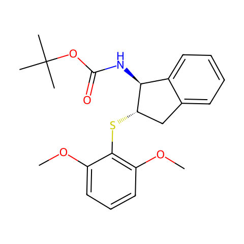 ((1S,2S)-2-((2,6-二甲氧基苯基)硫代)-2,3-二氢-1H-茚-1-基)氨基甲酸叔丁酯结构图