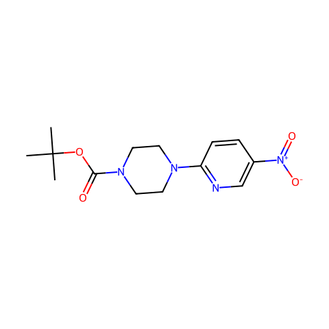 1-叔丁基羰基-4-（5-硝基-2-哌啶）哌嗪结构图