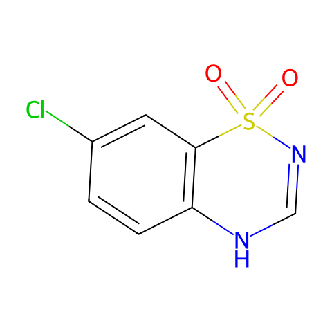7-氯-4H-苯并[e][1,2,4]噻二嗪 1,1-二氧化物结构图
