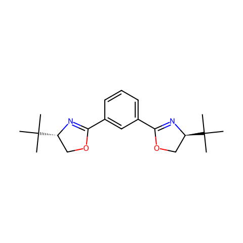 1,3-双((S)-4-(叔丁基)-4,5-二氢恶唑-2-基)苯结构图