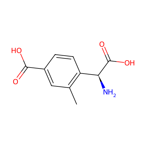 LY-367385;(R)-(+)-ALPHA-AMINO-4-CARBOXY-2-METHYLBENZENEACETIC ACID结构图