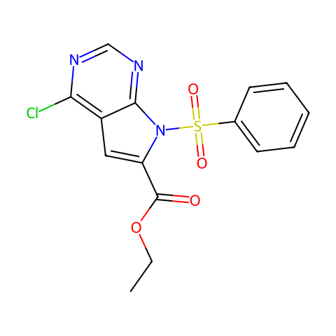 4-氯-7-(苯基磺酰基)-7H-吡咯并[2,3-d]嘧啶-6-羧酸乙酯结构图