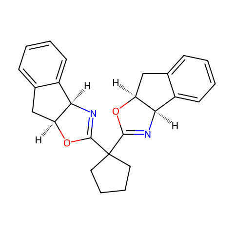 (3aR,3'aR,8aS,8'aS)-2,2'-环戊基亚基二[3a,8a-二氢-8H-茚并[1,2-d]恶唑]结构图