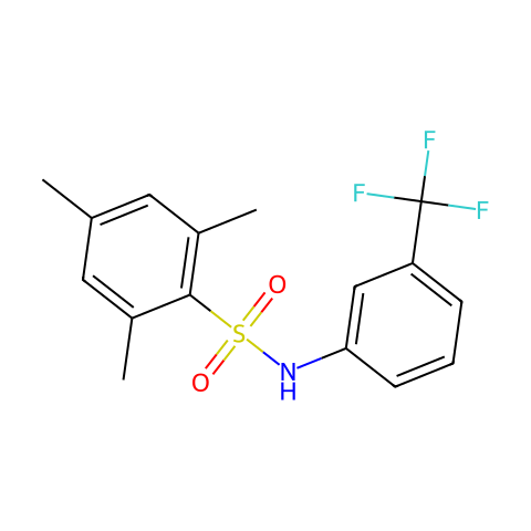2,4,6-三甲基-N-(3-(三氟甲基)苯基)苯磺酰胺结构图